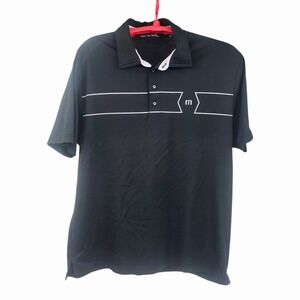 Travis Mathew Polo Shirt Mens Size Large Black Short‎ Sleeve Knit Golf Lifestyle